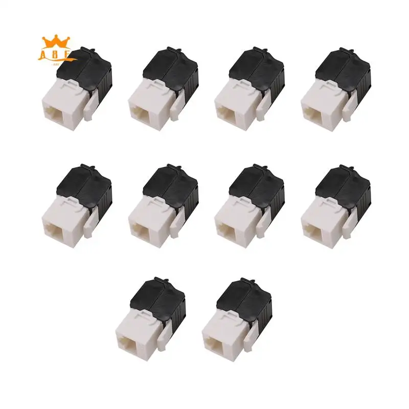 A08E-10-Pack Cat6a RJ45 Keystone Jack — совместимость с Cat6 — без инструментов 180 градусов — настенный разъем Ethernet — сетевой соединитель Cat6a