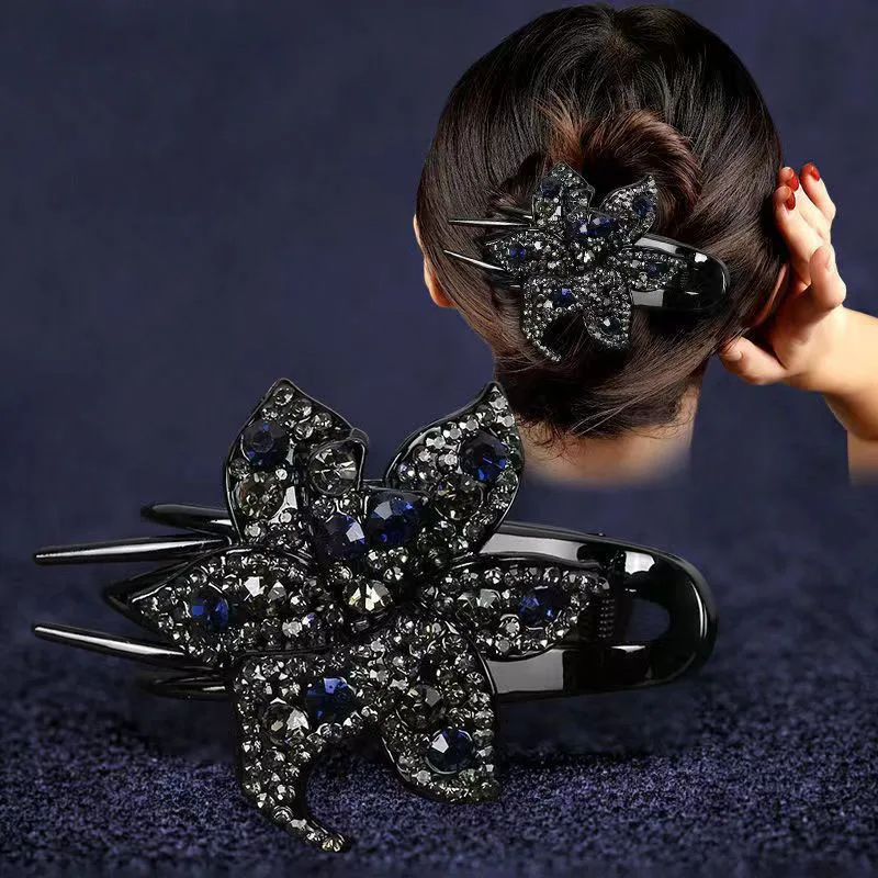 Balsamic elegant sparkly crystal flower decorative barrettes stylish hair combs for women and girls to wear