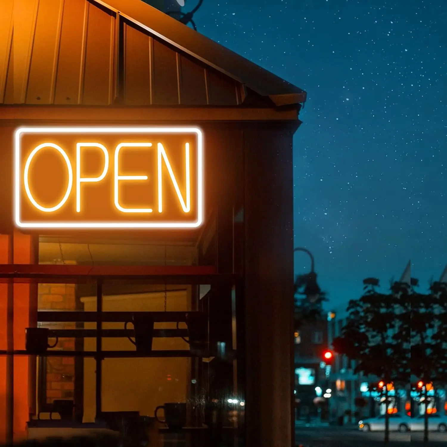 Neon „OPEN”, super jasne diody LED do sklepu Okno Szklane drzwi Sklep Kwiaciarnia Salon Kawiarnia Bar Możliwość przyciemniania