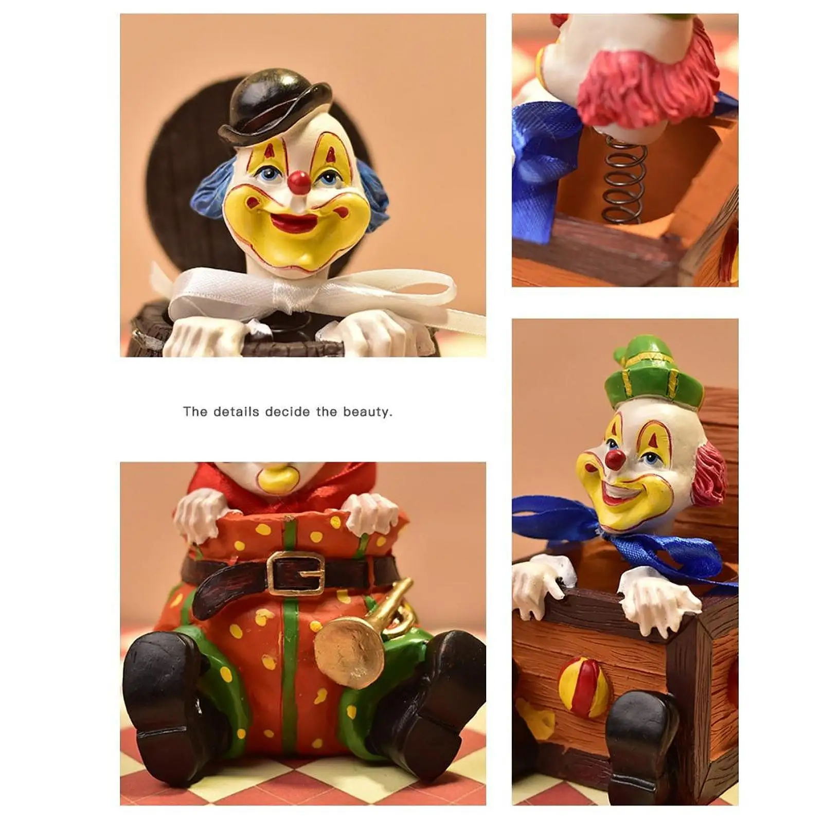 Clown Decorative Figurine Decoration Gift Creative Car Dashboard Lovely Toy Interesting Mini Clown Sculpture Clown Doll Statue