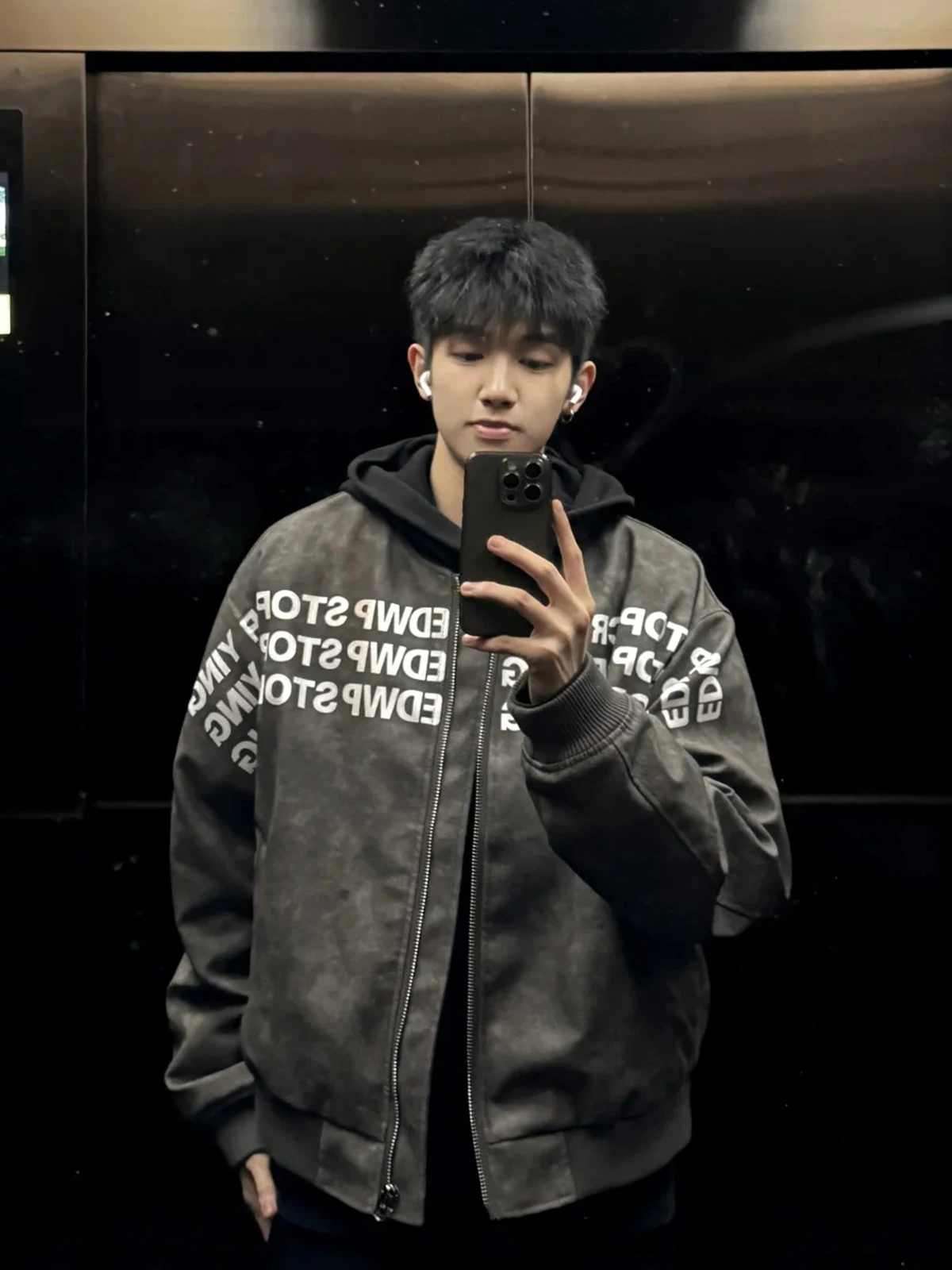 

Кожаная куртка с буквенным принтом для мужчин, в американском ретро-стиле, хип-хоп, бейсбольная куртка, уличная мода, для подростков, повседневная, из полиэстера