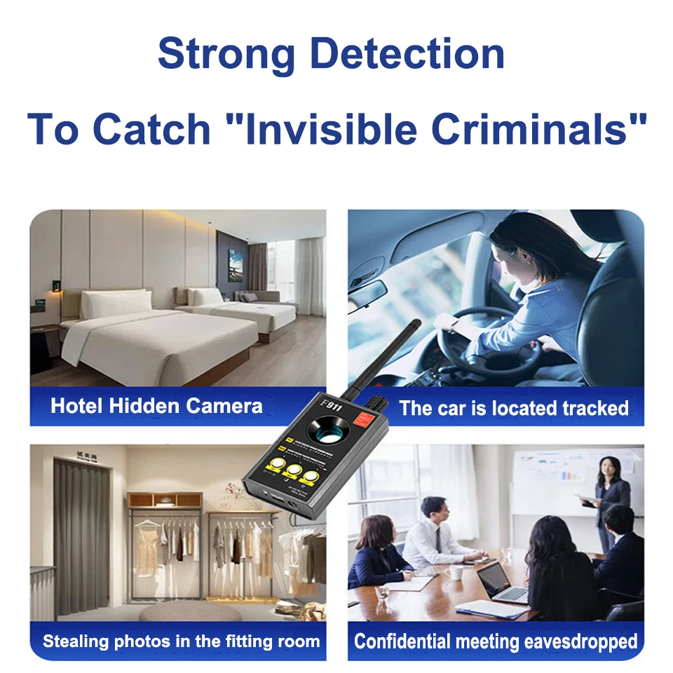 F911 Anti-Candid/Eavesdropping Scanner Anti-Tracking Finder Hidden Bugs and Cameras Detector Hidden Camera Detector for Travel