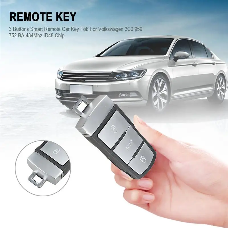 3 Buttons Smart Remote Car Key Fob For Volks-wagen 3C0 959 752 BA 434Mhz ID48 Chip