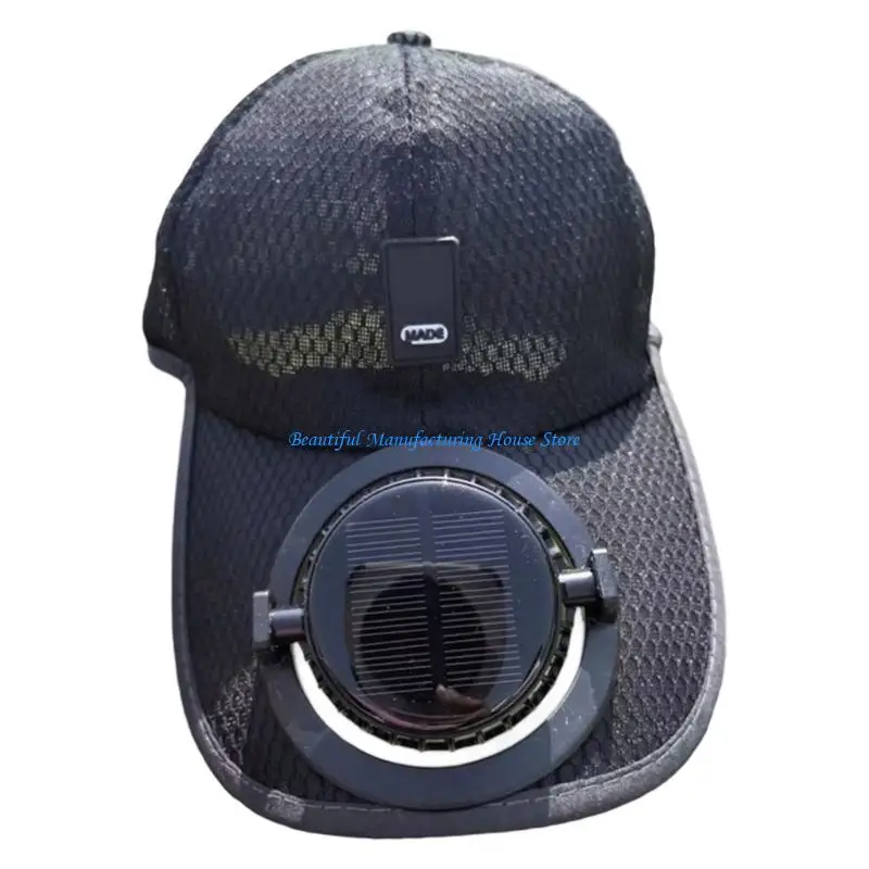 E56A Outdoor Cooling Hat Solar Fan 600mAh Rechargeable Adjustable Outdoor gears For Hiking Cycling 5