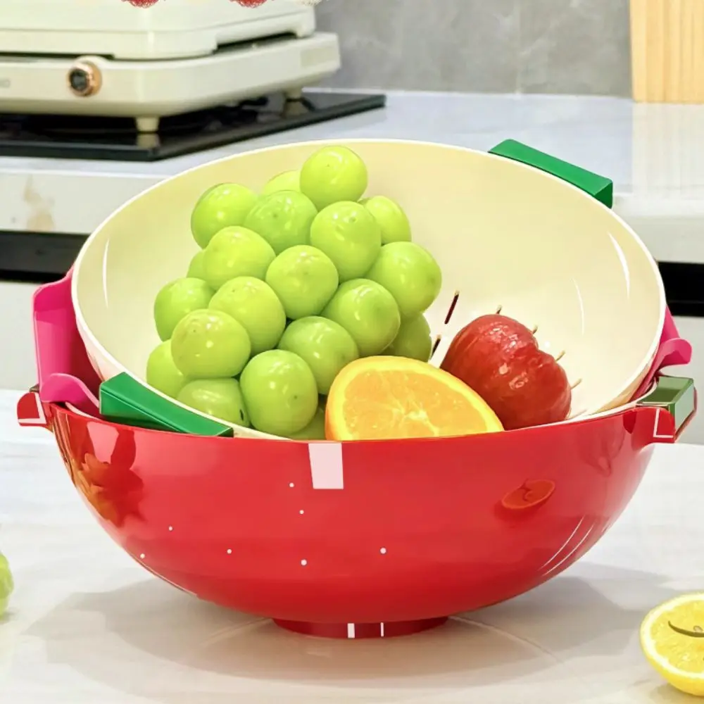 

Double-layer Fruit Vegetable Washing Basket Plastic Large Capaicty Drain Basket Durable Vegetable Strainer Kitchen