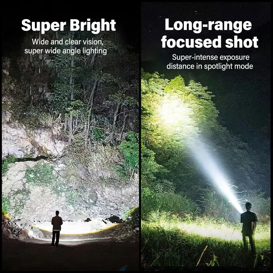 KDULIT High Power LED Flashlight Superbright Zoomable Tactical Torch Outdoor Waterproof Camping Emergency Flashlight Lantern