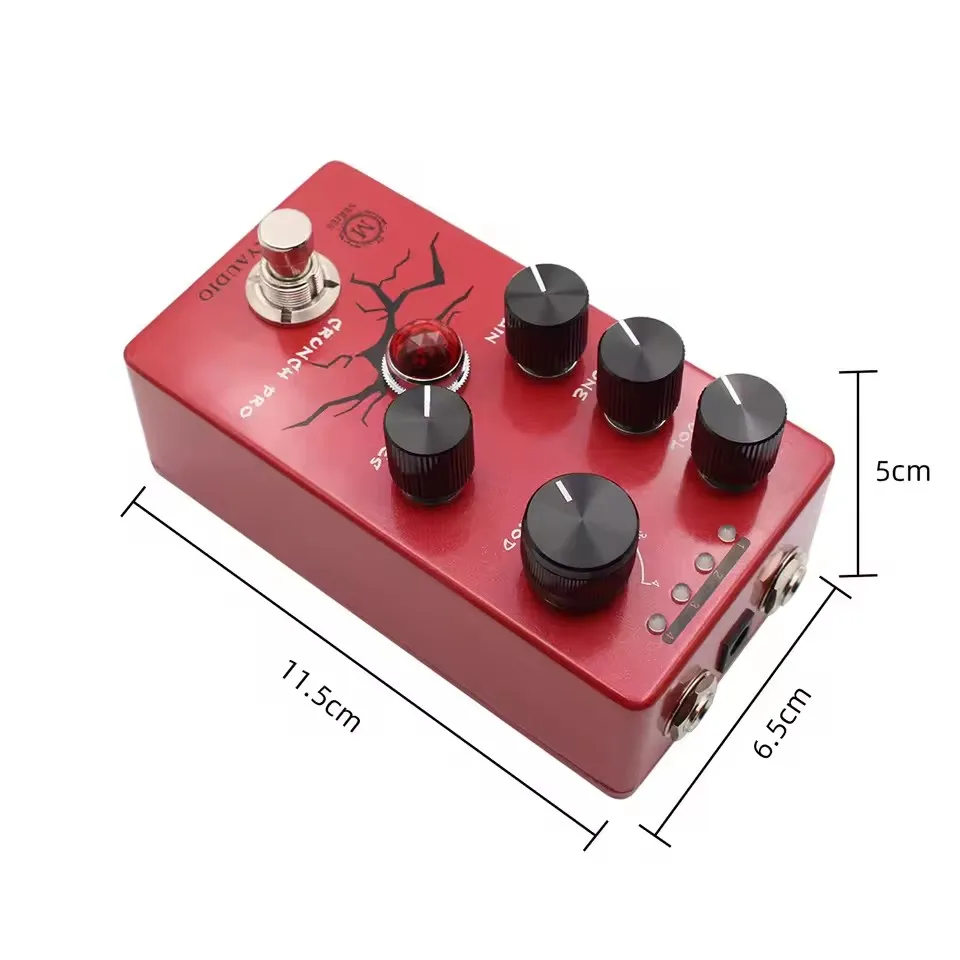 MOSKY AUDIO Crunch Pro Distortion Guitar Pedal 4 Modes with VOL TONE GAIN PRES Button Effect True Bypass