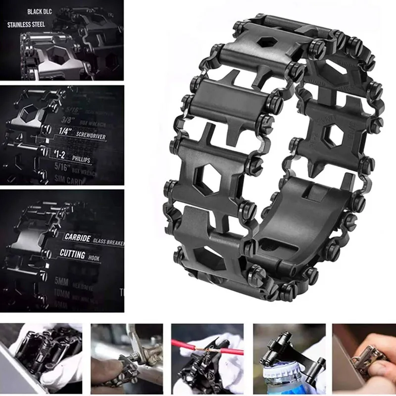 Imagem -04 - Pulseira Multi Tool para Homens Multiferramentas Caminhadas Camping Viagem Survival Friendly Wearable Multitool Tread