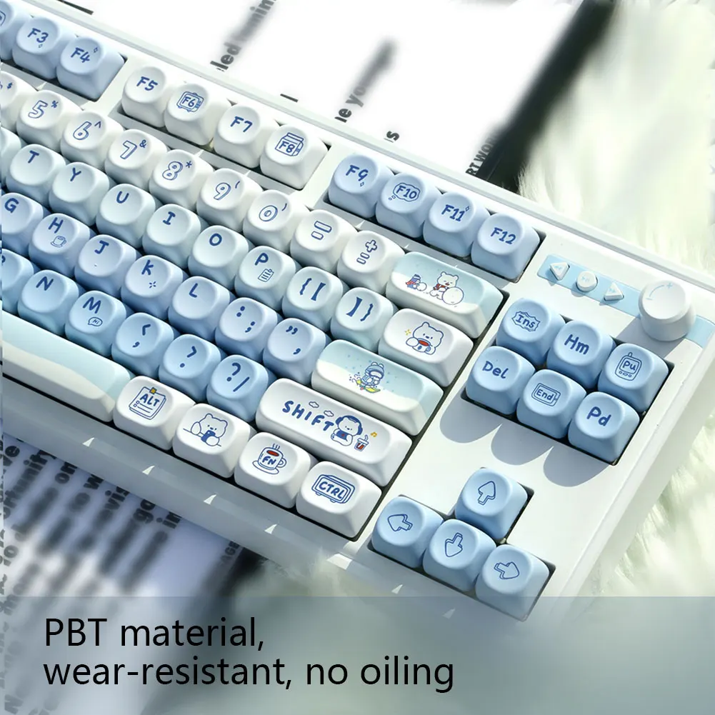 131 مفتاح الشتاء الدب PBT Keycap MOA الملف الشخصي التسامي Keycap لطيف MOA الشخصي كيكابس DIY بها بنفسك لوحة مفاتيح الألعاب الميكانيكية المخصصة