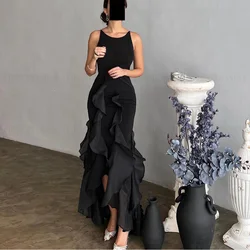 Black Mermaid Formal Occasion Dresses 2024 O-Neck Sexy Ball Gowns Spaghetti Strap Backless Evening Party Gown فساتين الحفلات