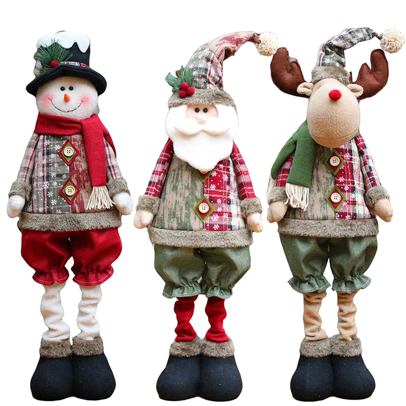 Christmas Santa Snowman-Reindeer Christmas Decoration 2025 Leg Table Mantel Decoration Plush Dolls Christmas Gifts For Kids Baby