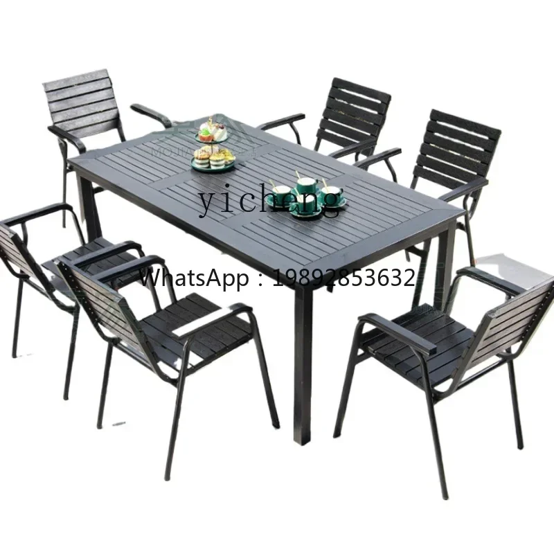 

TQH outdoor tables and chairs courtyard villa garden terrace balcony outdoor leisure tea table aluminum alloy plastic