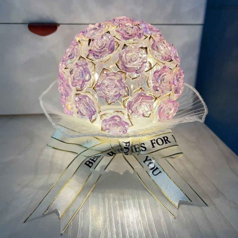 

Романтический цветок ручной работы DIY Ночные огни DIY Лампы Ручной цветочный букет Светлый букет цветов Романтические розовые огни