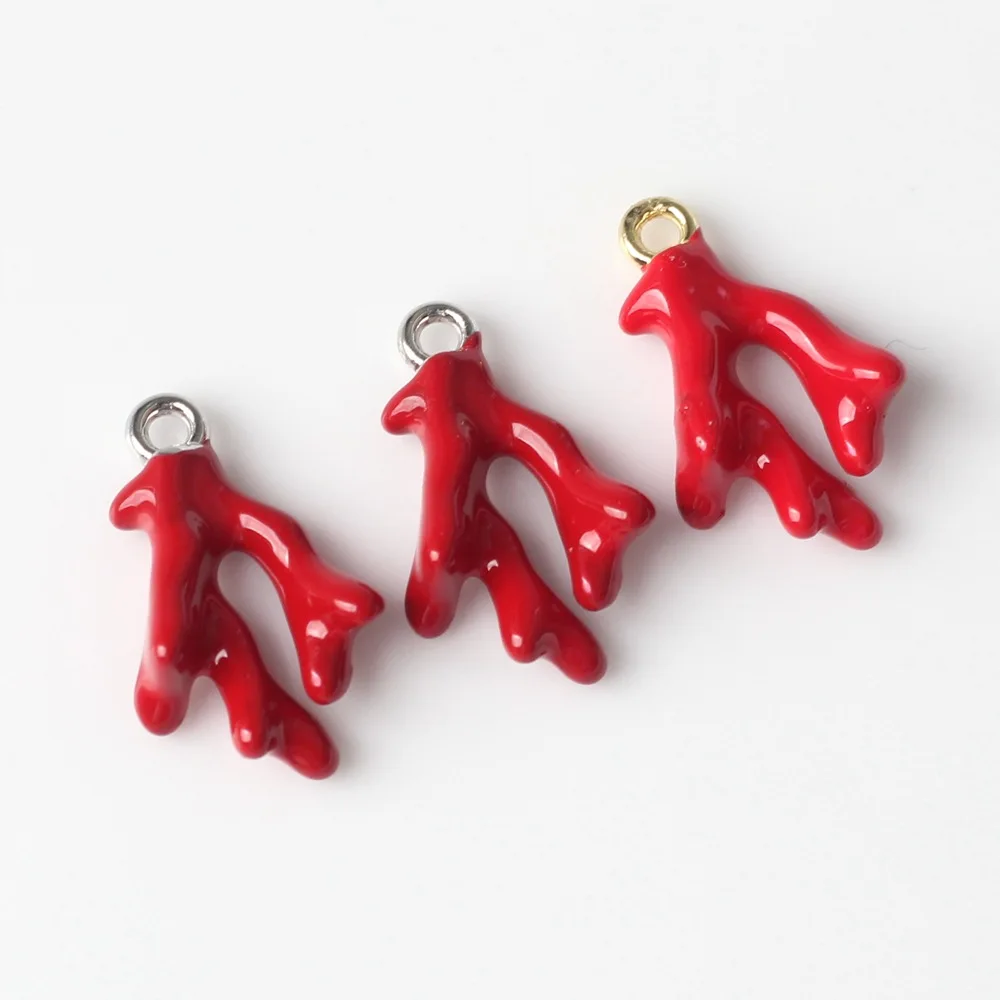 10Pcs/pack Simple Alloy Drip Oil Spray Paint Ocean Coral Pendant DIY Bracelets Necklaces Jewelry Accessories