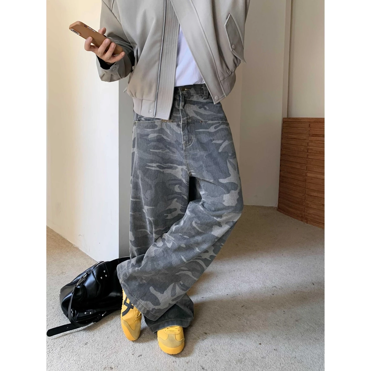 

Hong Kong Style Men's Jeans Summer New Letter Print High Street Trendy Straight Leg mid Waist Cotton Polyester Blend Sweat Ab...