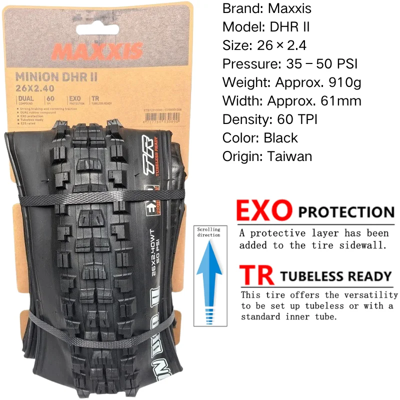 Maxxis Minion DHR (M327ru) 26/27.5/29 Inch, Downhill Folding Tire For Mountain Bike, More Wear-resistant And Stronger Cornering view 3