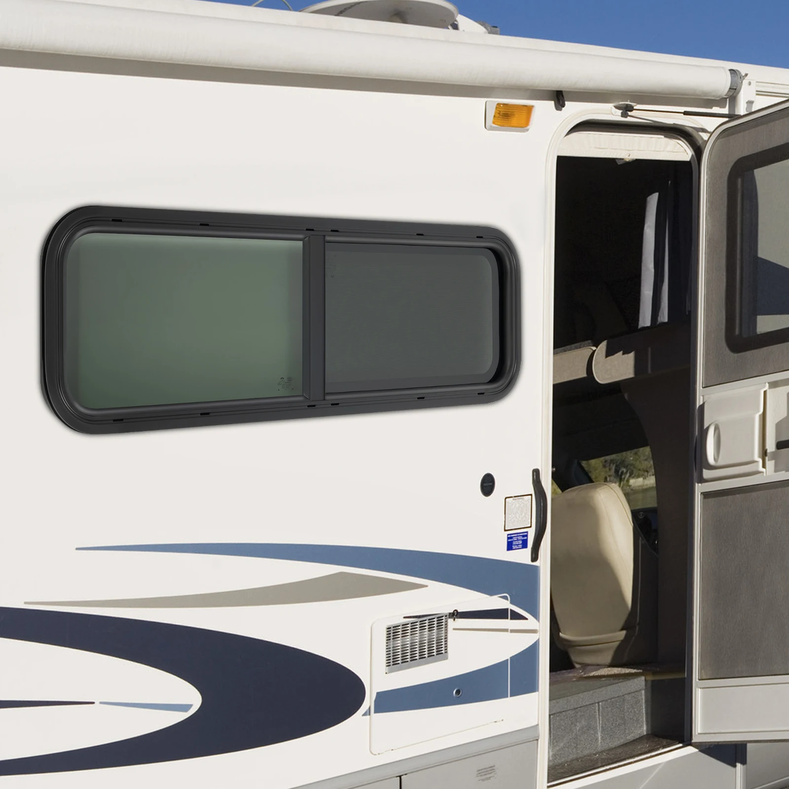 نافذة RV لمقطورة الدمعة العالمي RV تركيب جانبي تهوية الخصوصية يناسب 2-6 مللي متر 48-55 مللي متر سمك الصفائح المعدنية