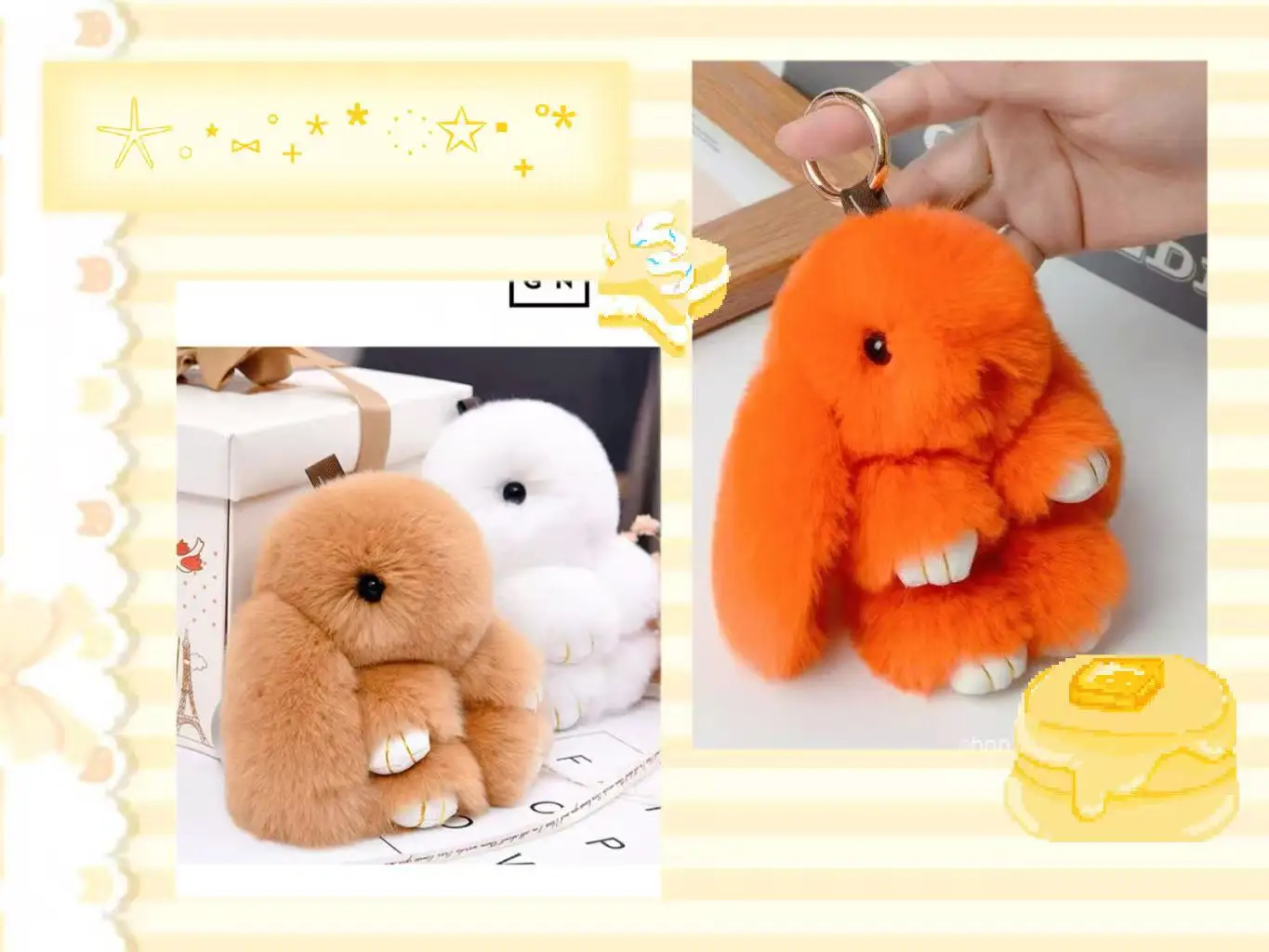 พวงกุญแจกระต่ายปอมปอม ขนปุย ของขวัญสำหรับผู้หญิง สาวๆ กระเป๋า รถยนต์ พวงกุญแจน่ารัก จี้ห้อย