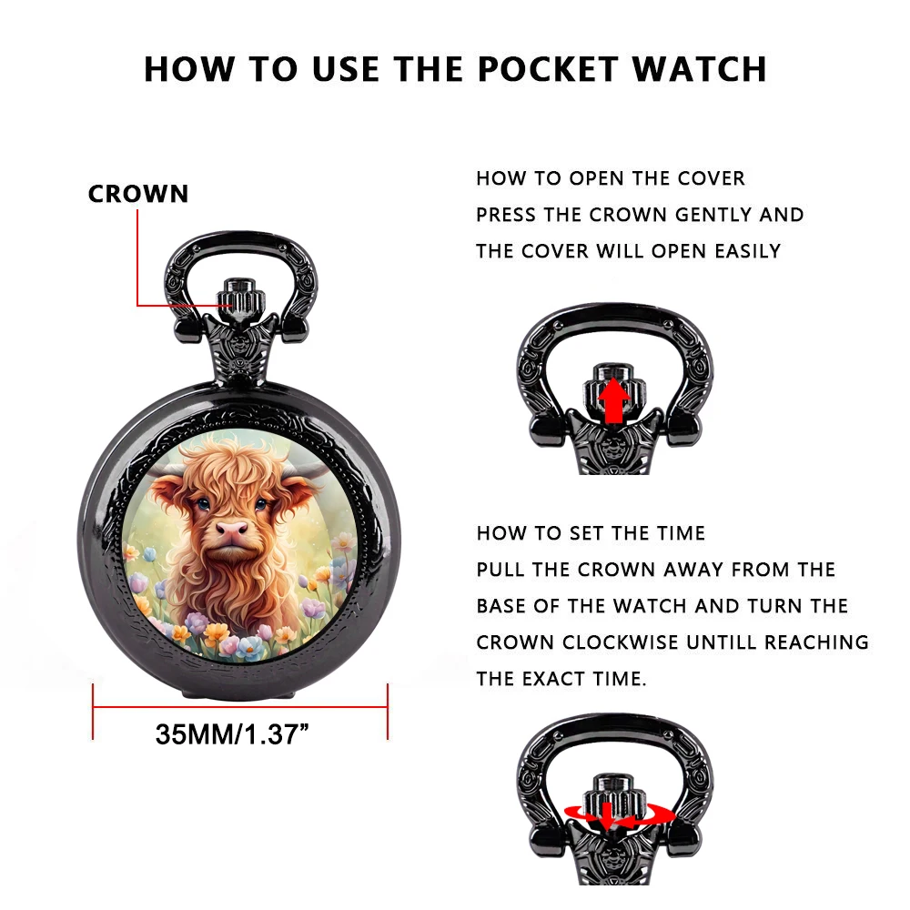 Creative Pathetic little lamb Design Quartz Pocket Watches for Women Men Watch Unique Pendant Clock Necklace Kids Jewelry Gifts