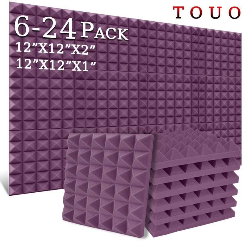 

TOUO Pyramid Acoustic Foam 6-24 Pcs Sound Absorbing Soundproof Material High-Density Sound Proof Padding Ktv Acoustic Treatment