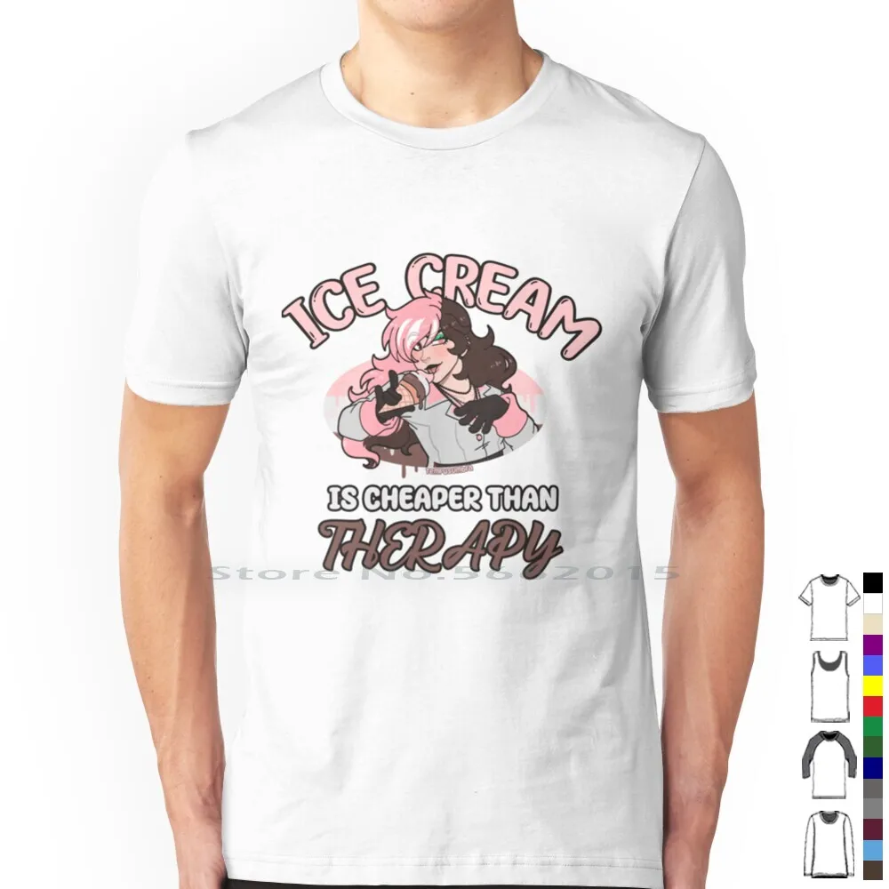 Ice Cream Is Cheaper Than Therapy T Shirt 100% Cotton Neopolitan Neapolitan Ice Cream Short Long Sleeve Tee Top