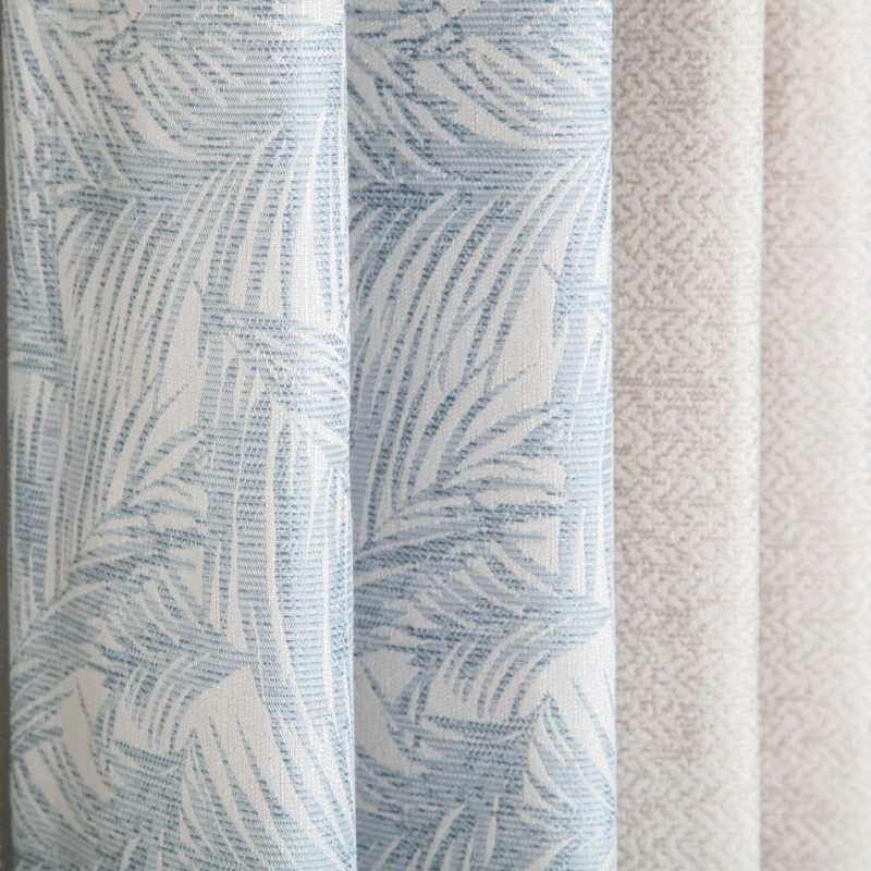 

Curtains for Living Room Custom Jacquard Leaf Cotton Linen Blackout Kitchen Fabric