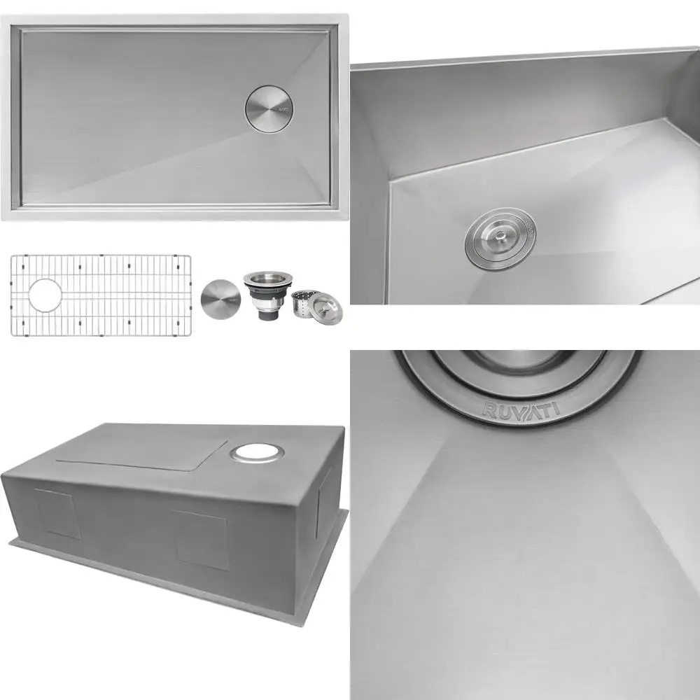 

Ruvati 30 Single Bowl Undermount Kitchen Sink with Rounded Corners and Offset Drain in 16-Gauge Stainless Steel