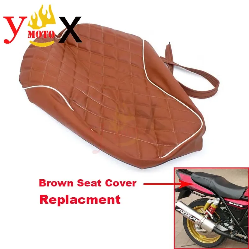 Naked Bike Motorcycle Modified Brown Seat Cover Guard PU Leather Cushion For Honda CB400 Super Four 1992-2015 CB400SF Hyper VTEC