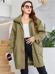 Cinemore Autumn Women's Trench Coat Waterproof Female Clothing Plus Size Casual Windbreaker Jacket Stand Collar Loose Overcoat