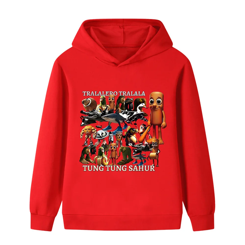 أطفال الإيطالية Brainrot الحيوانات متعة مطبوعة البلوز هوديي الخريف والشتاء في الهواء الطلق أزياء دافئة بنين بنات مقنعين البلوز