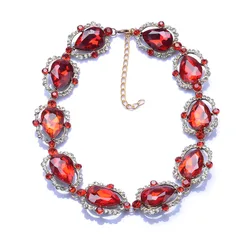 2026 New Luxury Crystal Large Collar Necklace Earrings Jewelry Sets Women Indian Statement Big Heart Glass Choker Necklace Lady