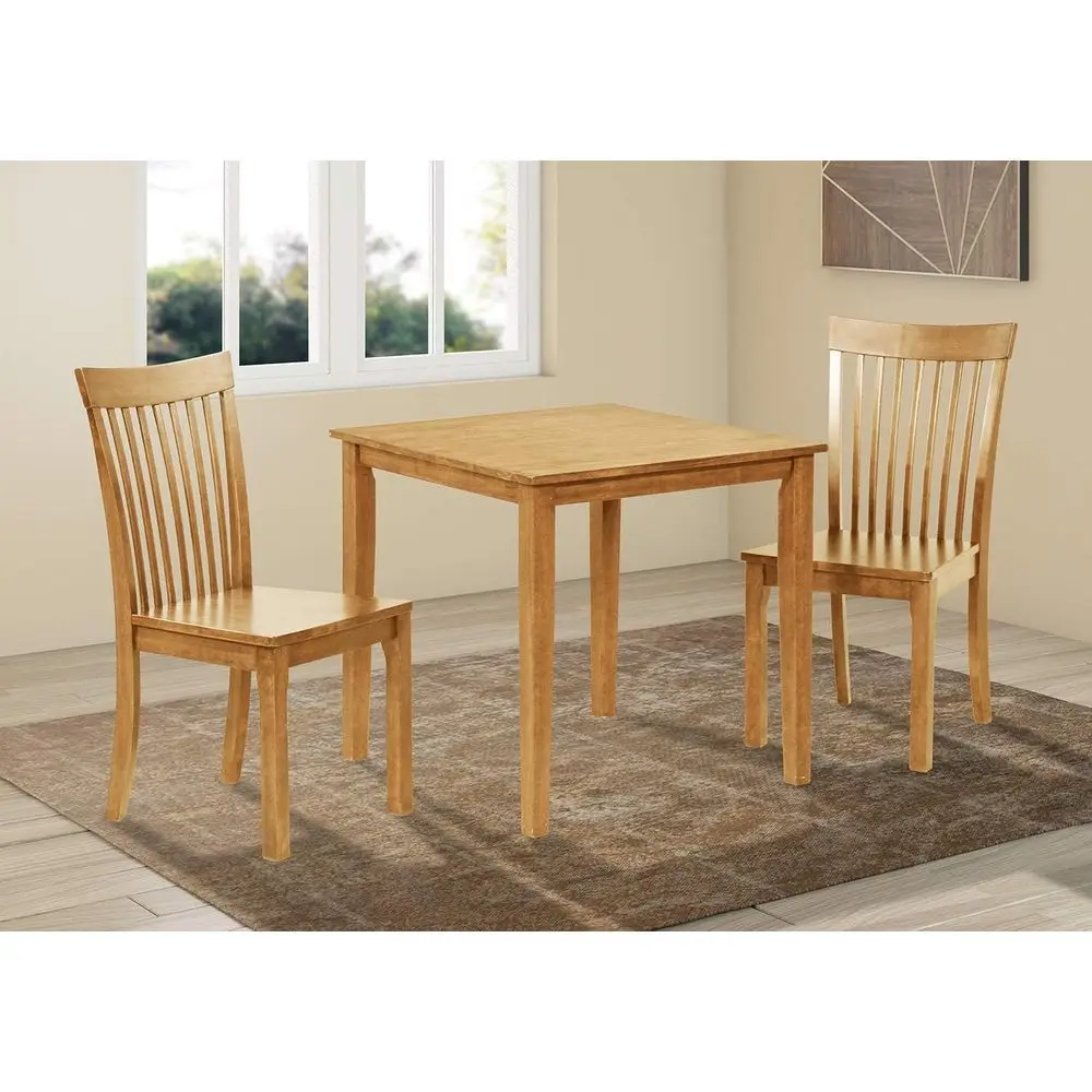 

Solid Wood 3-Piece Dining Set with Table and 2 Chairs, Natural Oak Finish