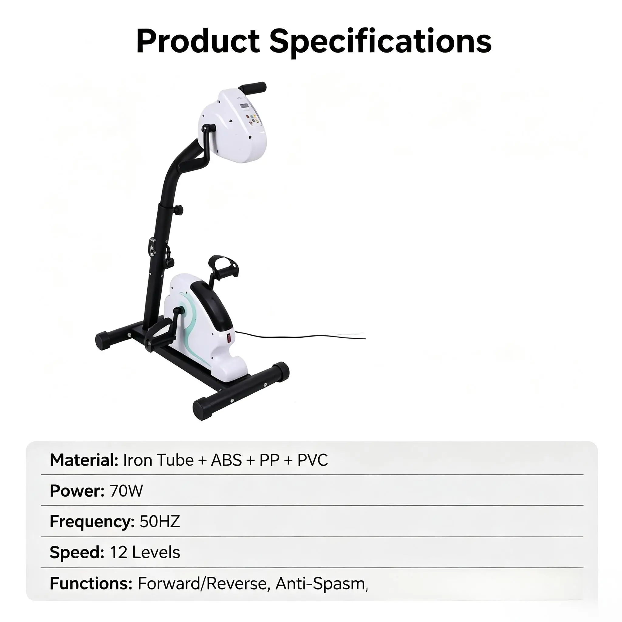 Electric Upper Lower Limb Stepper Exercise Bike 70W 12Speed Forward Reverse Anti Spasm Sync Arm Leg Home Aerobic Fitness Trainer