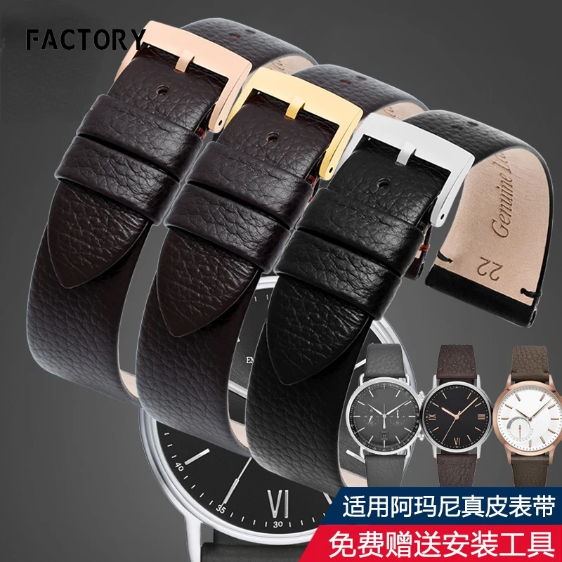 Watchband for Armani Black Warrior Watch Ar60028 Ar11143 Ar11011 Genuine Leather Watch Strap Accessories 22mm