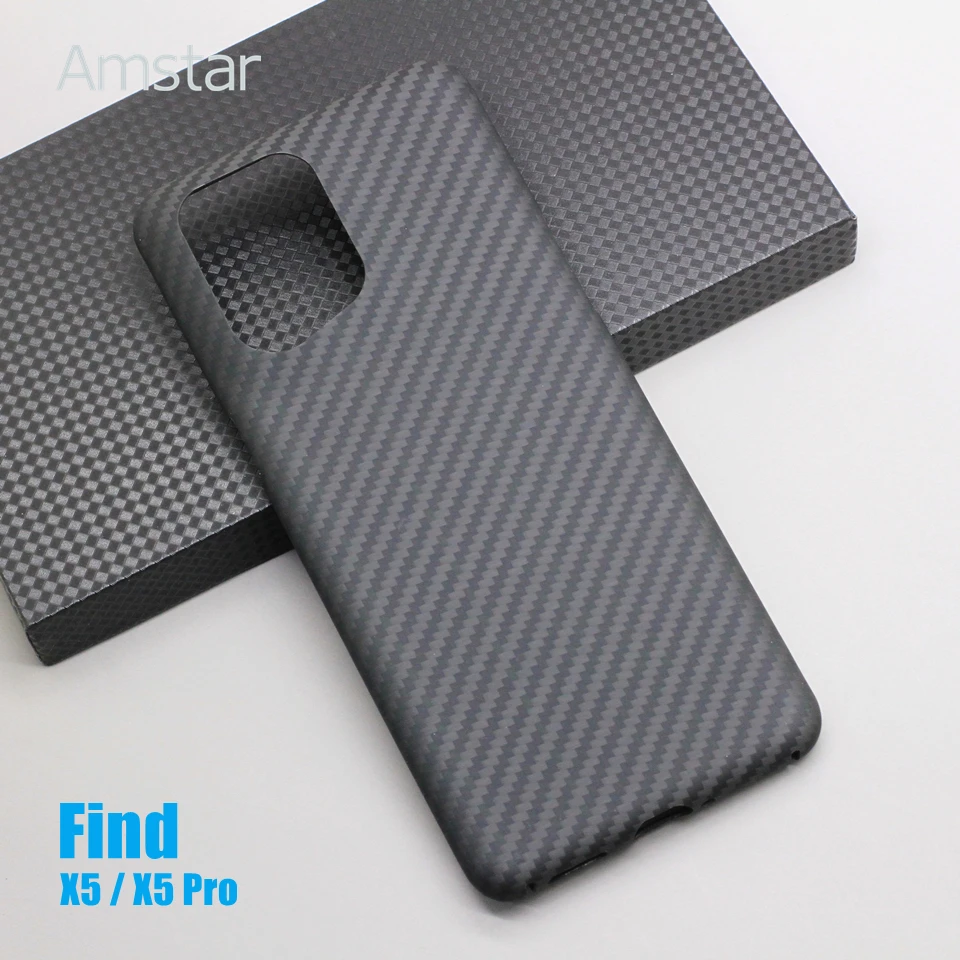 Amstar Carbon Fiber Camera Wrapped Phone Case for OPPO Find X5 Pro Ultra-thin Anti-fall Business Aramid Cover