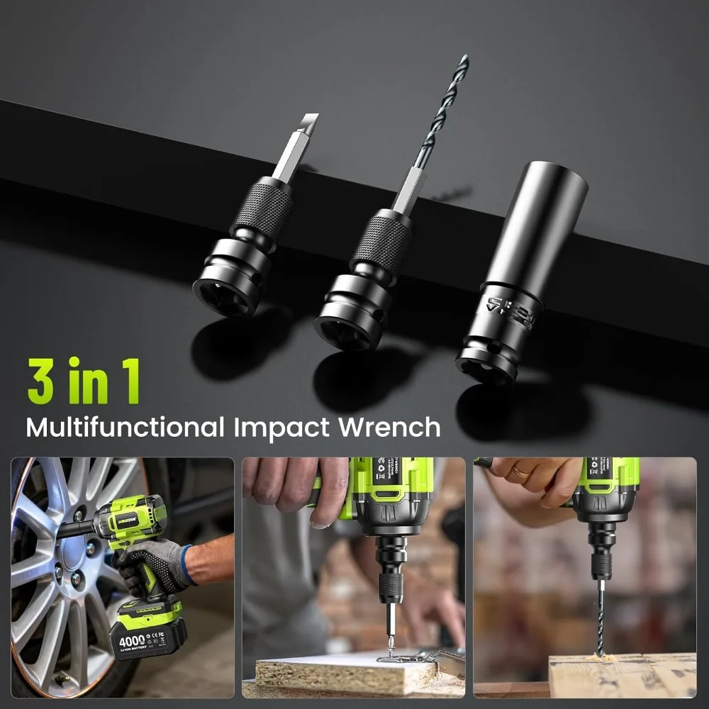 1/2 Zoll Akku-Schlagschrauber, 590 Fuß bürstenloser Motor, 2800 U/min hohes Drehmoment, 2 Batterien und Ladegerät im Lieferumfang enthalten