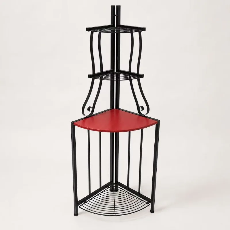 Household wrought iron corner rack, multi-layer triangular floor storage rack