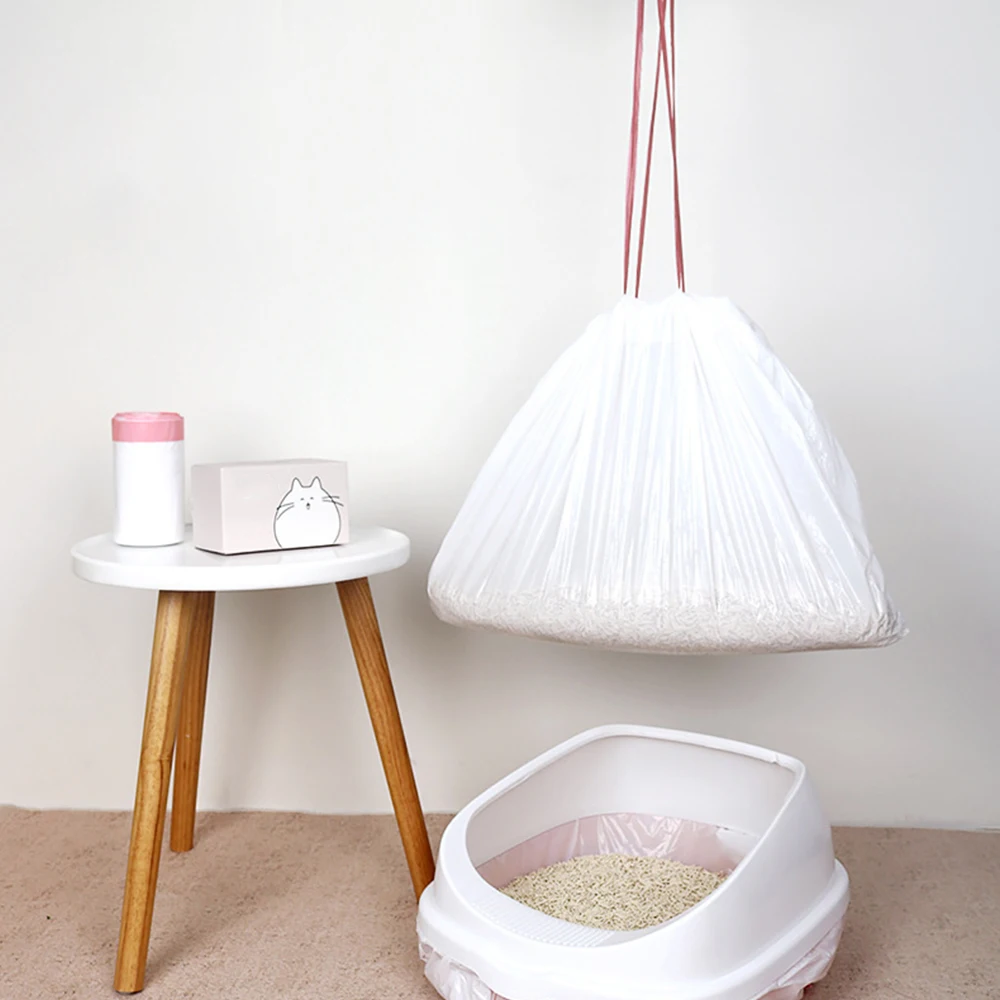 Tieker-حقيبة قمامة محمولة يمكن التخلص منها ، صندوق برباط ، كيس تنظيف مبطن ، كيس قمامة برباط سميك ، تنظيف الحيوانات الأليفة