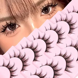 Natural Look False Eyelashes Anime Wispy Fluffy Spiky 3D Volume Eyelashes Pack Korean Japanese Asian Cosplay 7 Pairs