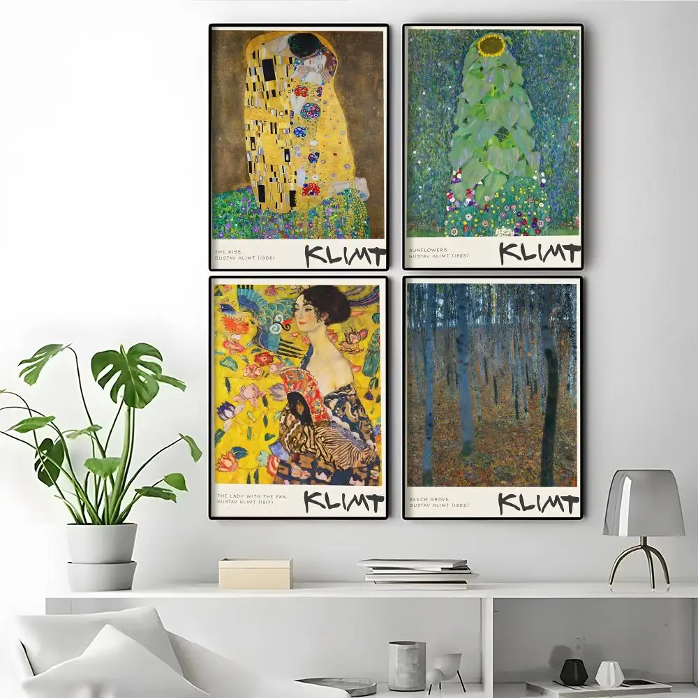 Vintage Gustav Kiss The Klimt Maiden Cottage Garden DIY Room Decor Interior Room Decoration High Resolution Poster Poster