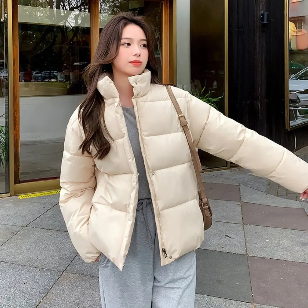 

Women's Cotton-Padded Jacket Short Thickened Stand-Up Collar Winter Outwear Small Bread Design Wholesale Live Broadcast