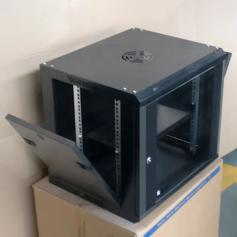 Porta de vidro temperado 9U de seção dupla de fácil instalação para gabinete de aço de rack de servidor de 19 polegadas 6U 9U 12U para centro de dados