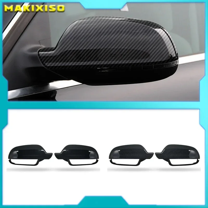

2Pcs Carbon fiber style Rearview Mirror Shells Cover Protection Cap Car Styling Shell Side Mirror Shell Covers For A3 A4 A5 B8.5