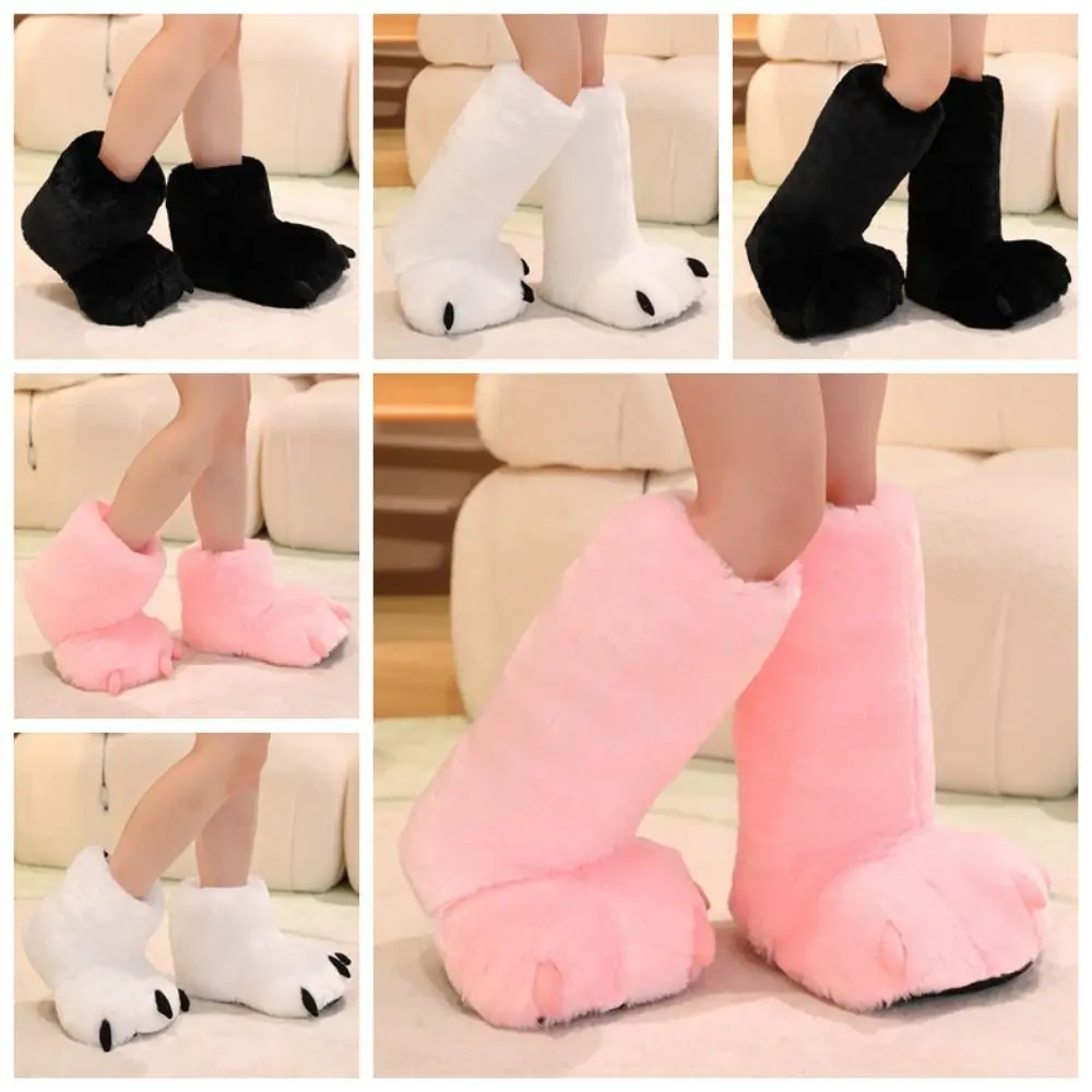 Buty do cosplayu w stylu kreskówkowym, futrzane, duże, pluszowe buty z pazurami zwierzęcymi, ciepłe, grube, wysokie do kolan, do cosplayu.