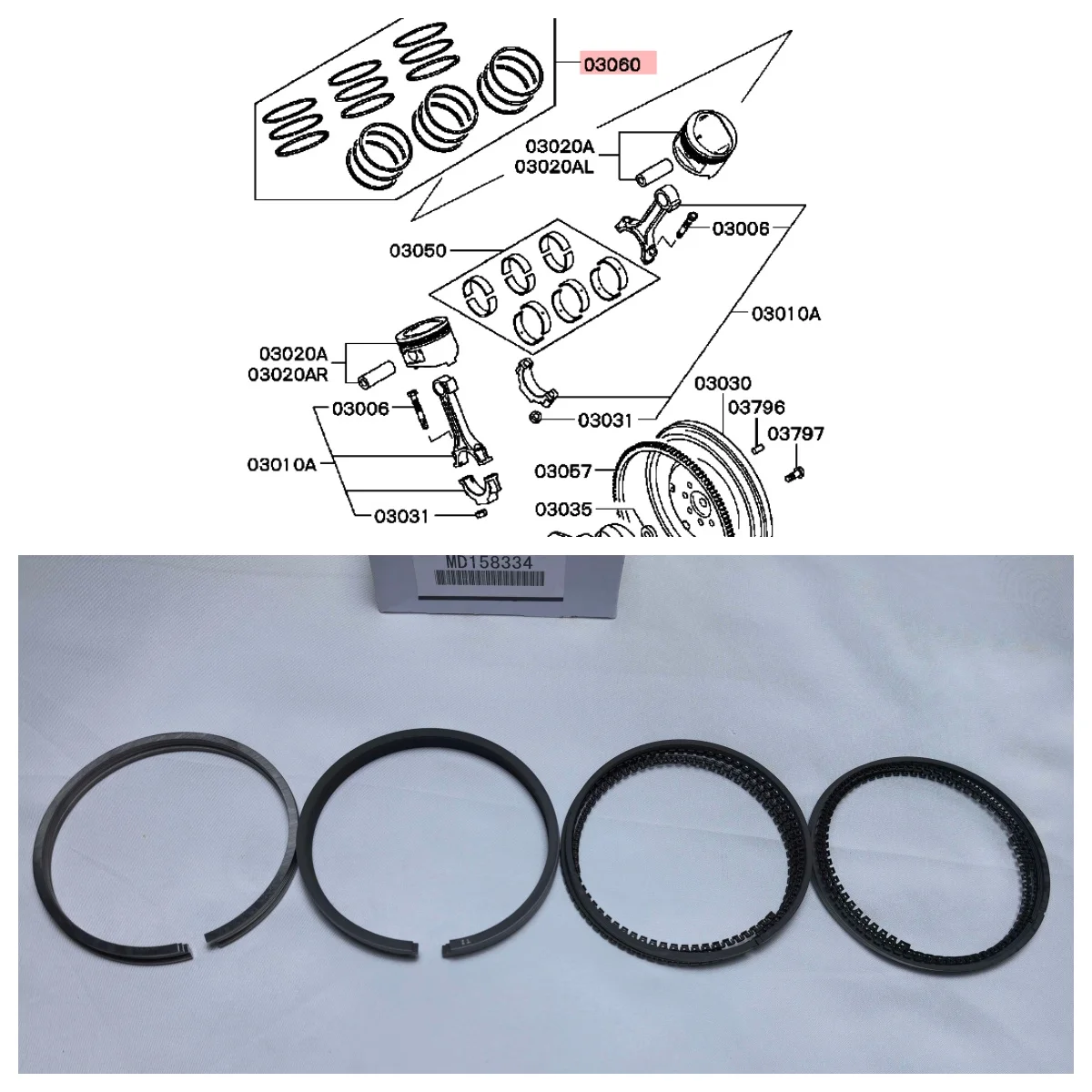 6G72 6G72T 3.0L Piston Rings Set For Pajero Montero 3000GT V43W K96W V33W V63W V73W MD158334 MD301803