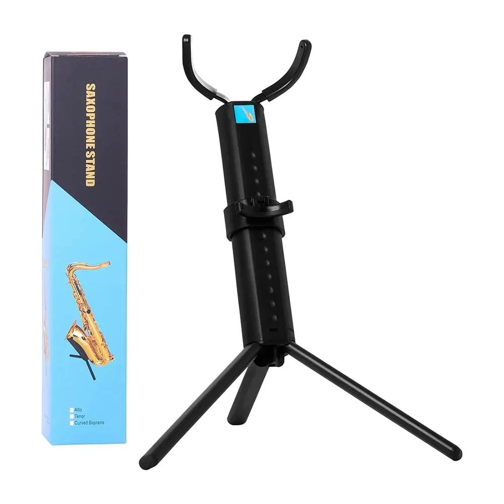 Portable Tenor Sax Stand Portable Collapsible Stand - Blue Box Set  Foldable Metal Black Tripod Bracket Accessories