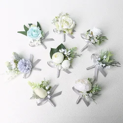 Nova Artificial Rose Flores Boutonnieres Pulso Corsage Mensuit Groomsmen Dama Acessórios Do Casamento