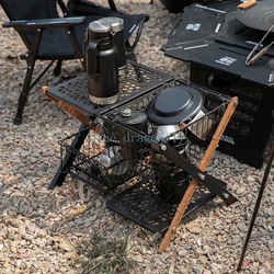 Lightweight portable camping X-type double rack flat for igt table outdoor folding multifunctional tactical table