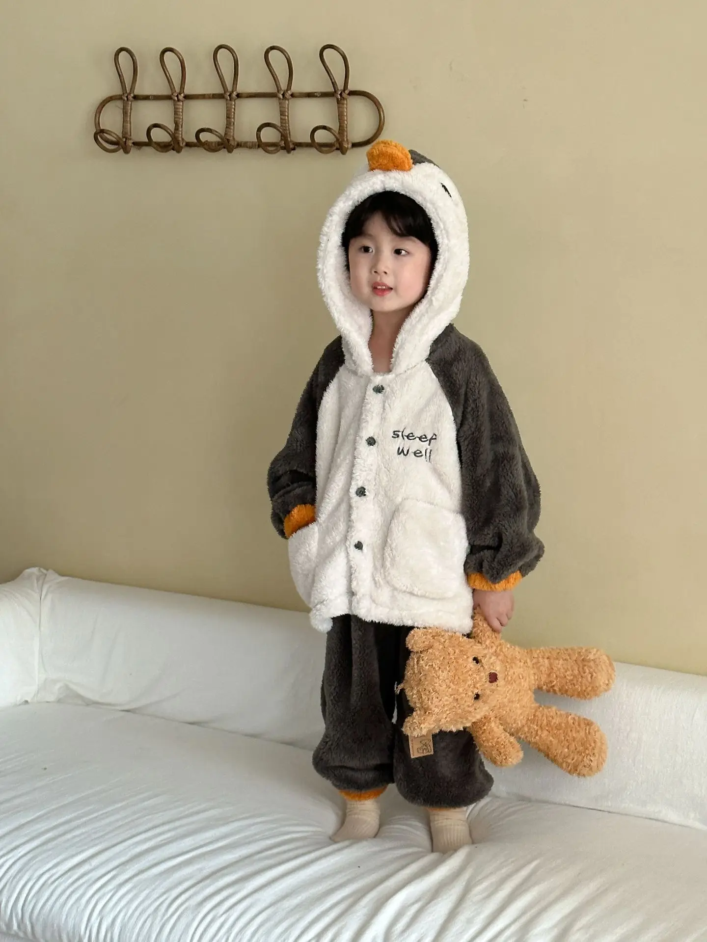 أطفال الفانيلا منامة مجموعة 1-10 سنوات 2025 الخريف الشتاء الحراري الكرتون الأطفال ملابس خاصة ملابس المنزل الفتيان الفتيات المرجان الصوف #6