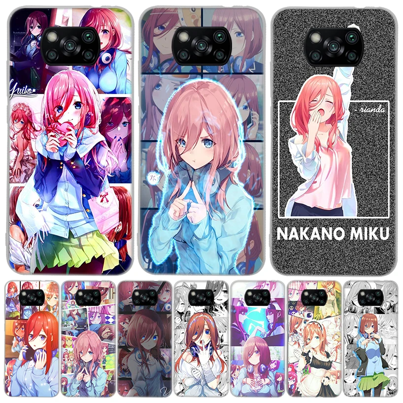 Nakano miku Anime Phone Case For Xiaomi Poco X3 Nfc X5 X6 Pro F6 F5 F4 F3 F2 F1 X4 GT M5 M5S M4 M3 Luxury Soft Coque Shell X3 Nf